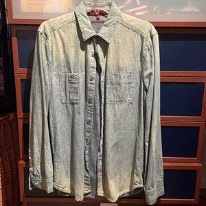 Mens small denim faded western shirt
